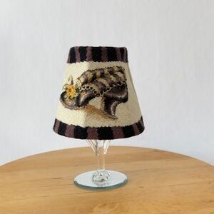 Vintage 1991 Wool Needlepoint Mini Lamp Shade Victorian Shoe Pattern